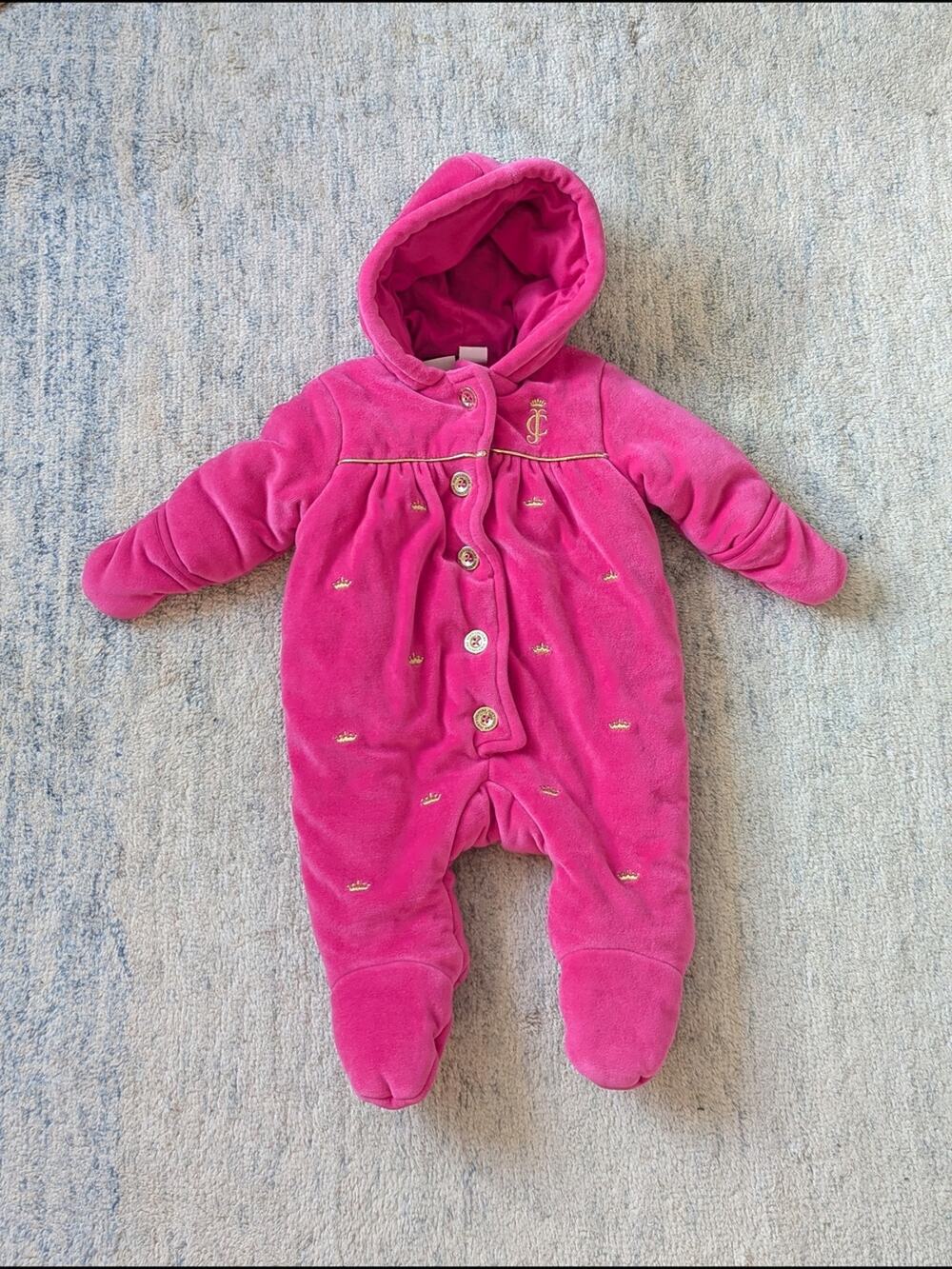 Juicy Couture Hot Pink Hooded One-Piece Footie